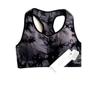 RBX Active Women Sport Bra‎ Seamless Racer Back Tie Dyed - Gray/Black/Size M